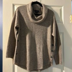 Fortune + Ivy Reagan Cowl Neck button detail, sweater, beige, size M